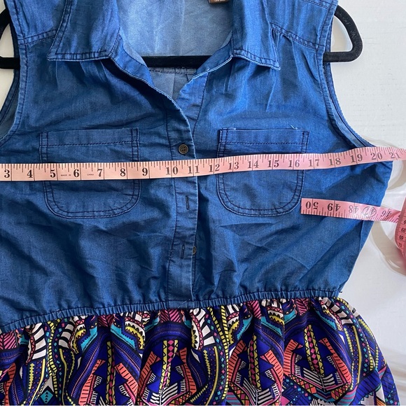 Speed control measurement,photo extra large, chambray half button top dress blue - Picture 6 of 7